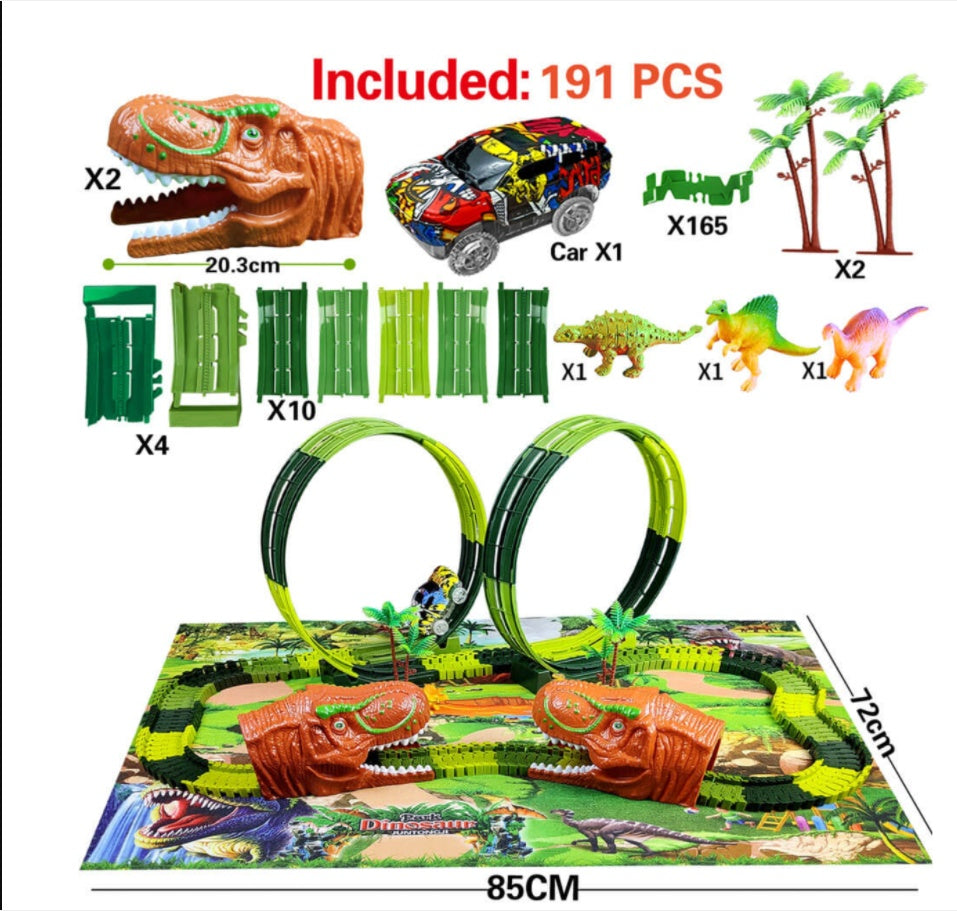 Children's Electric Assembled Track Racing Simulation Animal Tyrannosaurus Dinosaur Toy Puzzle Boy Gift
