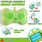 2Pack Dinosaur Remote Control Cars For Toddlers Rechargeable RC Cars With Light Music Birthday Gift For Boys Girls Aged 3 4 5 6 Years Old Christmas New Year Gift