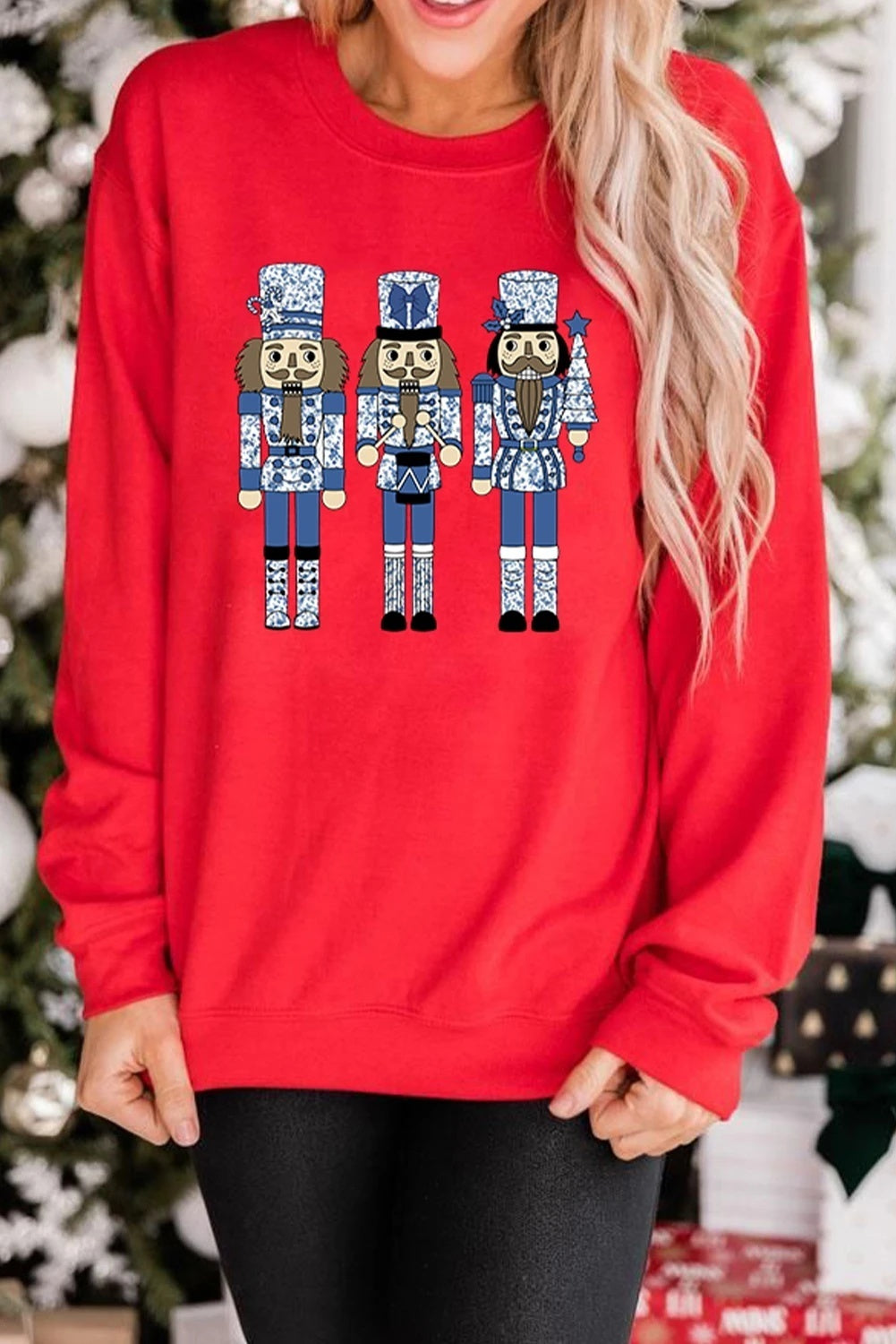 Red Christmas Nutcracker Men's Guard Pattern Pullover