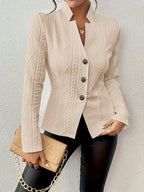 Elegant Slim Button Front Ladies Jacket