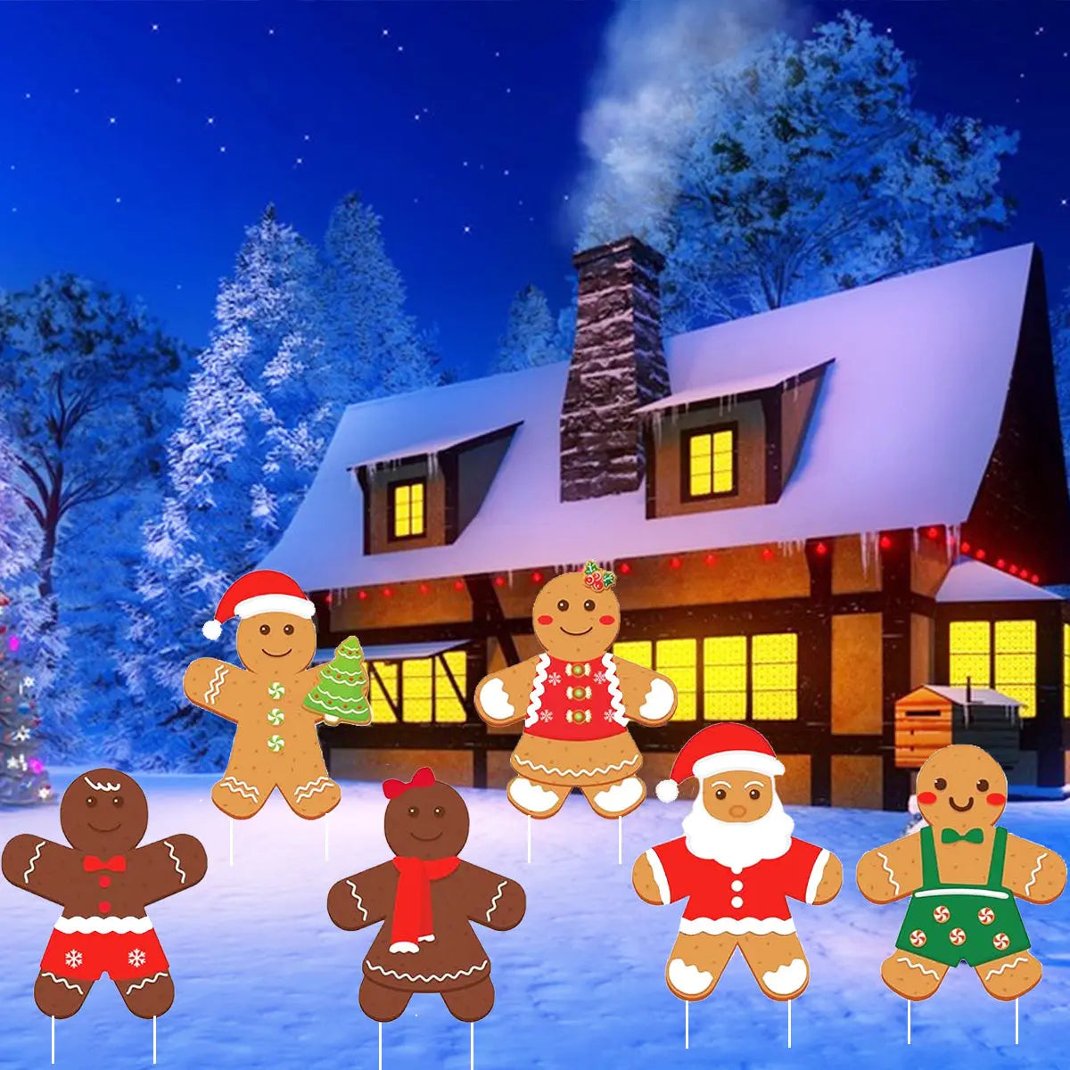 12 Pcs Christmas Gingerbread Man Yard Sign Waterproof Outdoor Xmas Gingerbread Lawn Signs Yard Decoration For Holiday Lawn Yard Patio Walkway Pathway Decor - The Premium