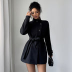 Women's Solid Color Casual Button Long Sleeved Windbreaker Jacket