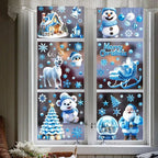 9 Sheets Christmas Window Stickers Blue Gnome Double-Sided Printed Xmas Self-Adhesive Window Sticker PVC Snowflakes Window Sticker For Christmas Home Window Indoor Garden Decoration - The Premium