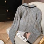 Women's Lapel Short Bow Knit Sweater