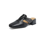 Retro Closed Toe Half Slippers Women's Summer Low Heel Thick Heel Rear Empty Sandals