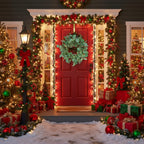 2PCS Set Christmas Wreath Eucalyptus Candle Rings 14.2in Green Artificial Plants Home Door Decor Holiday Wall Pendant FBA Shipment - The Premium