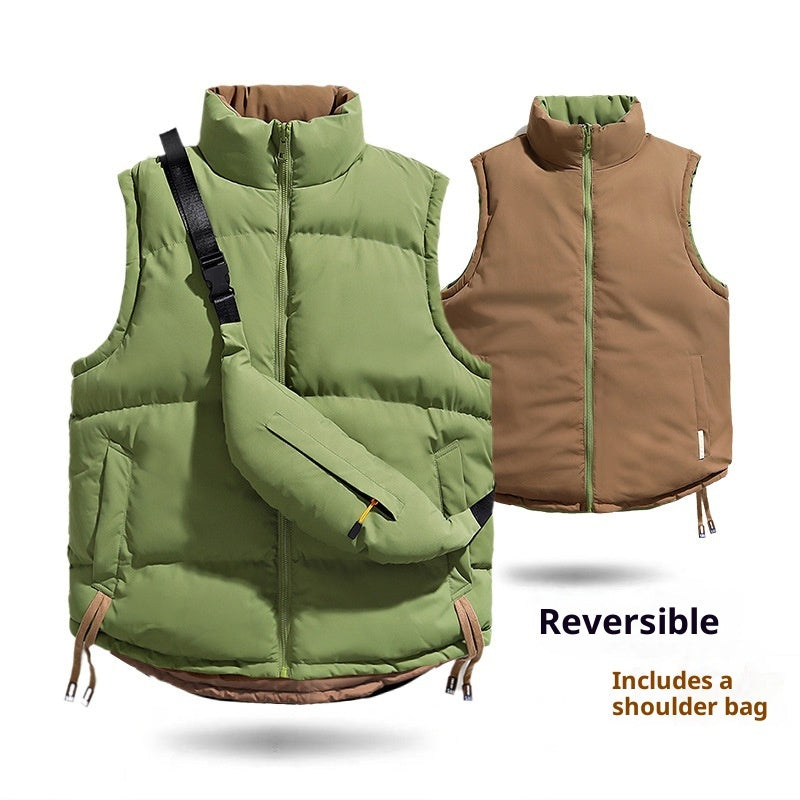 Double-sided Wear Down Cotton Vest Men And Women Winter Thicken Thermal