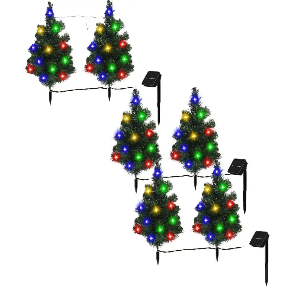 3SET 1 TOW 2 Solar Christmas Tree, Solar Powered Pathway Christmas Tree With Multicolored LED Lights - The Premium