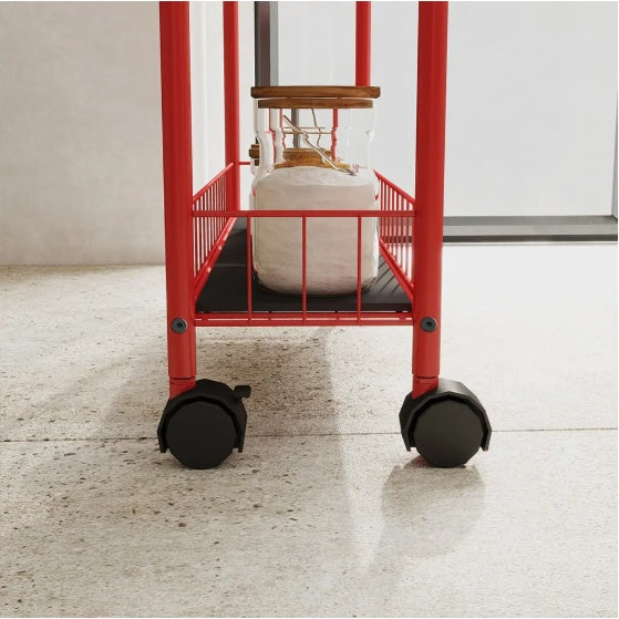 6-Tier Rolling Cart Gap Kitchen Slim Slide Out Storage Tower Rack With Wheels,Baskets,6 For Kitchen,Bathroom Laundry Narrow Piaces Utility Cart,Red