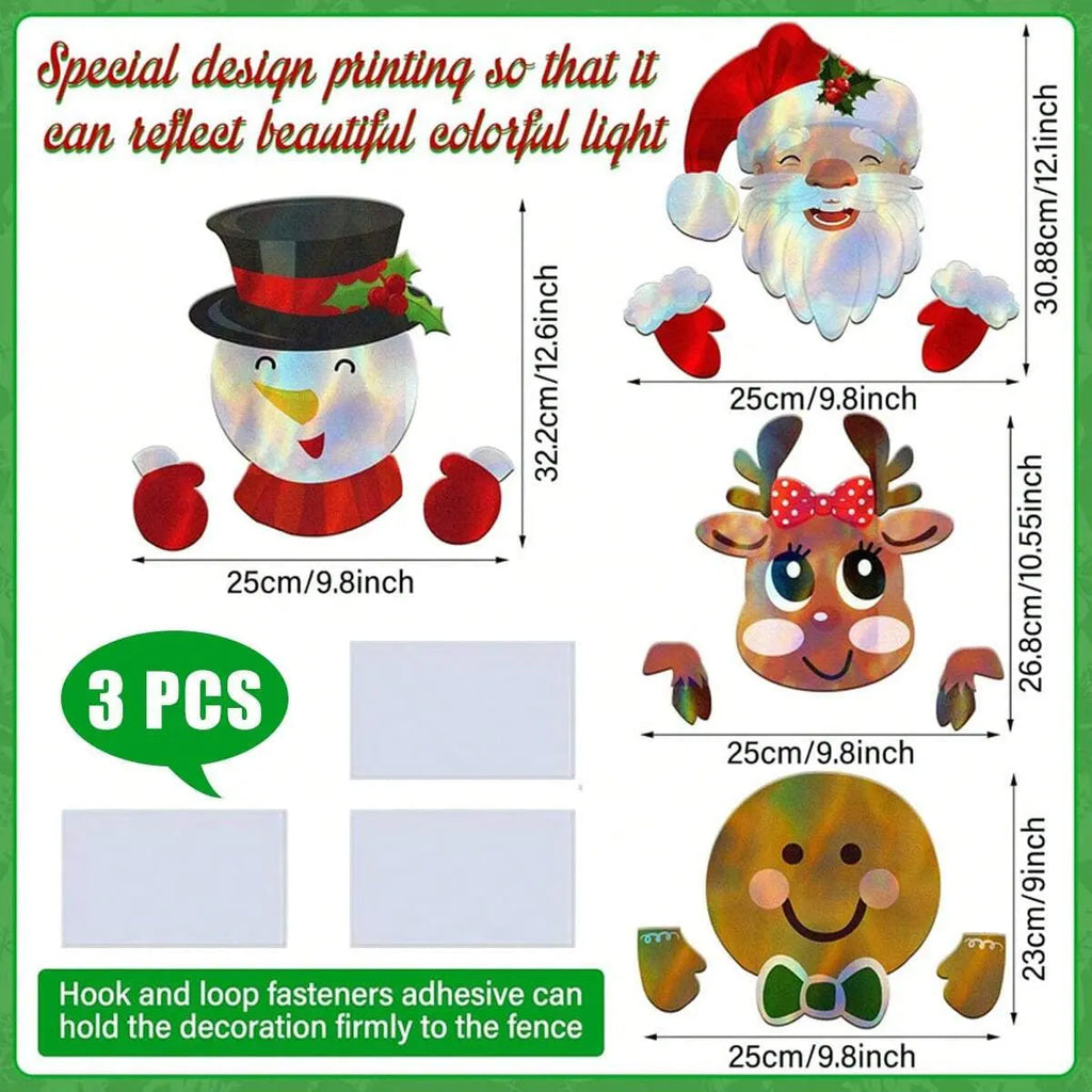 Christmas Fence Peeker Decoration Santa Claus Snowman Plastic Fence Sign Ornament Cute Fence Art Sign For Xmas DIY Home Patio Garden Outdoor - The Premium