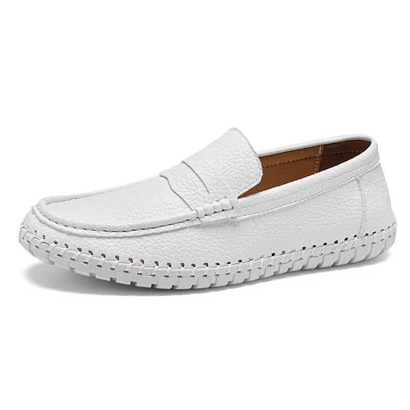 Hand-stitched Bottom Lazy Slip On Men's Casual Leather Shoes