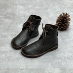 Retro Genuine Leather Martin Boots, Casual Round Toe, Versatile British Style