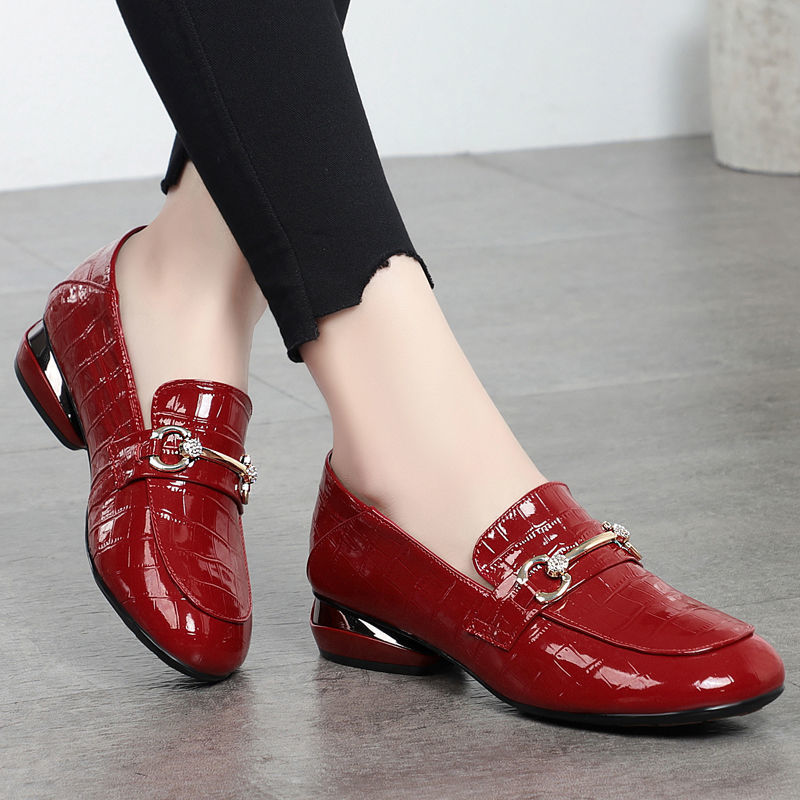 Soft Leather British Style Leather Shoes Shiny Leather Slip-on Two-way Shoes