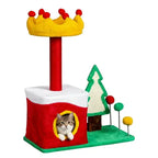 29.5in Christmas Themed Plush Cat Tree, Multi-level Cat Tower With Cat Condo, Top Crown Perch, Sisal Scratching Posts, Cat Pet Activity Center For Indoor Cats - The Premium