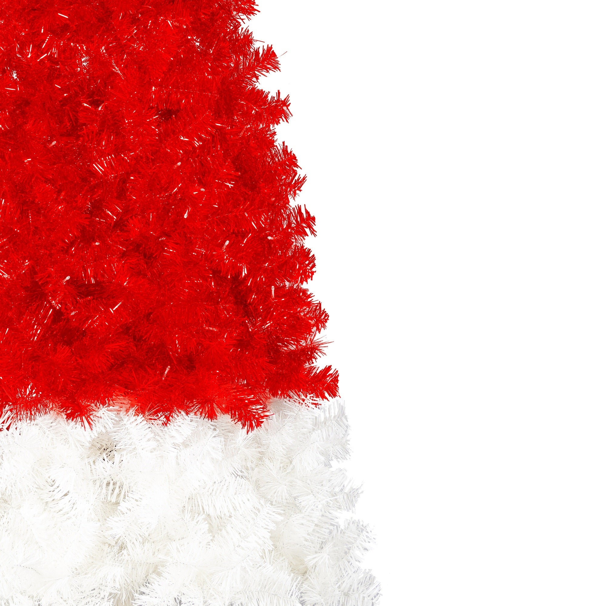 6FT Artificial Christmas Tree With LED Light, Santa's Hat Shape Artificial Whimsical Xmas Tree With 1050 Tip, Curved Xmax Tree - The Premium