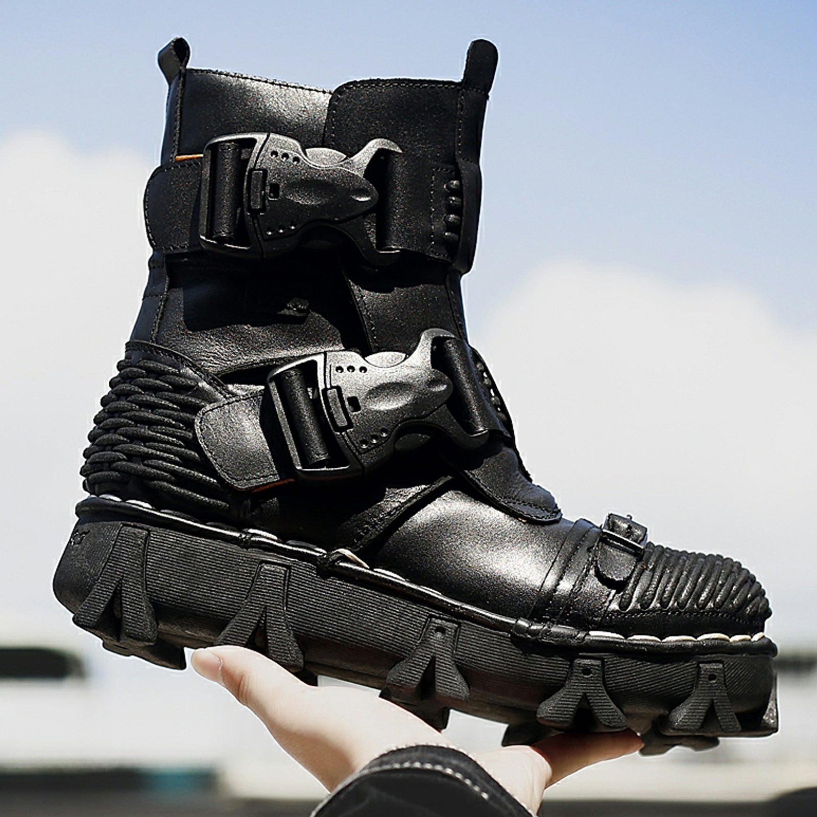 Cowhide Motorcycle Shoes Workwear Men's Boots