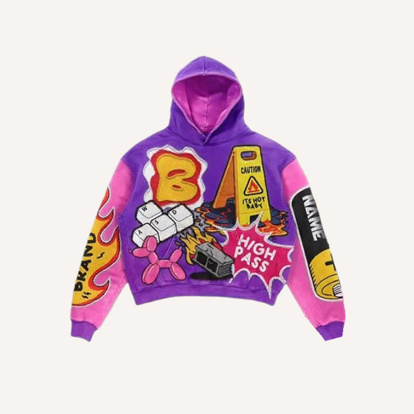 Printed Hoodie Abstract Pattern Hooded Couple Outfit