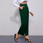 Women's Slim Waist Straight Leg Cropped Casual Pants