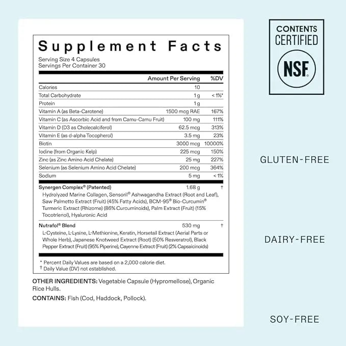 Nutrafol Women Hair Health Supplement – 120 Count, Stronger Hair - The Premium