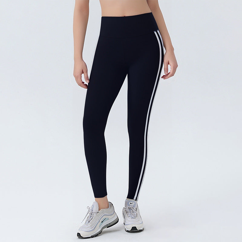 Side Striped Fitness Trousers High Waist Hip Lift
