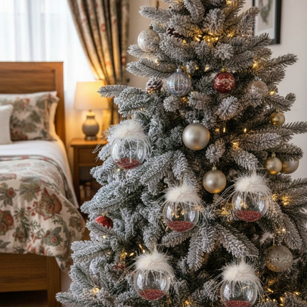 6PCS Set Glass Christmas Ornaments Decorative Hanging Balls For Tree & Holiday Party Decor Festive Home Decorations FBA Shipment - The Premium