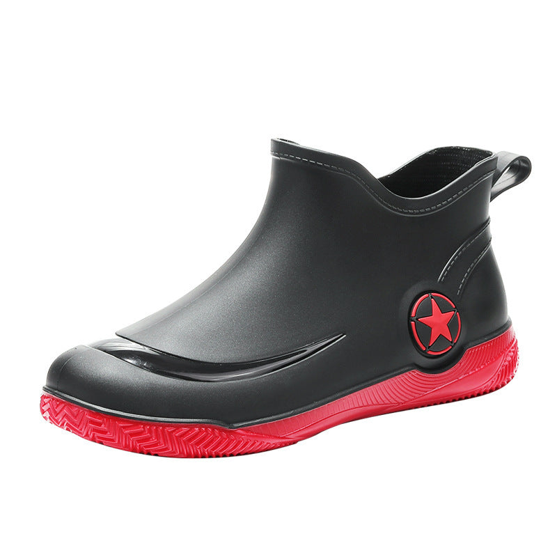 Stylish short-top men's rain boots, low-cut, non-slip and waterproof.