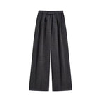 Loose And Versatile Fleece Plaid Wide-leg Pants For Women