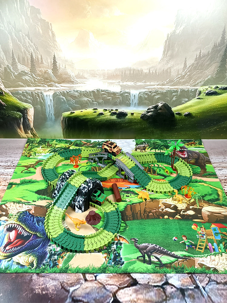 Children's Electric Assembled Track Racing Simulation Animal Tyrannosaurus Dinosaur Toy Puzzle Boy Gift