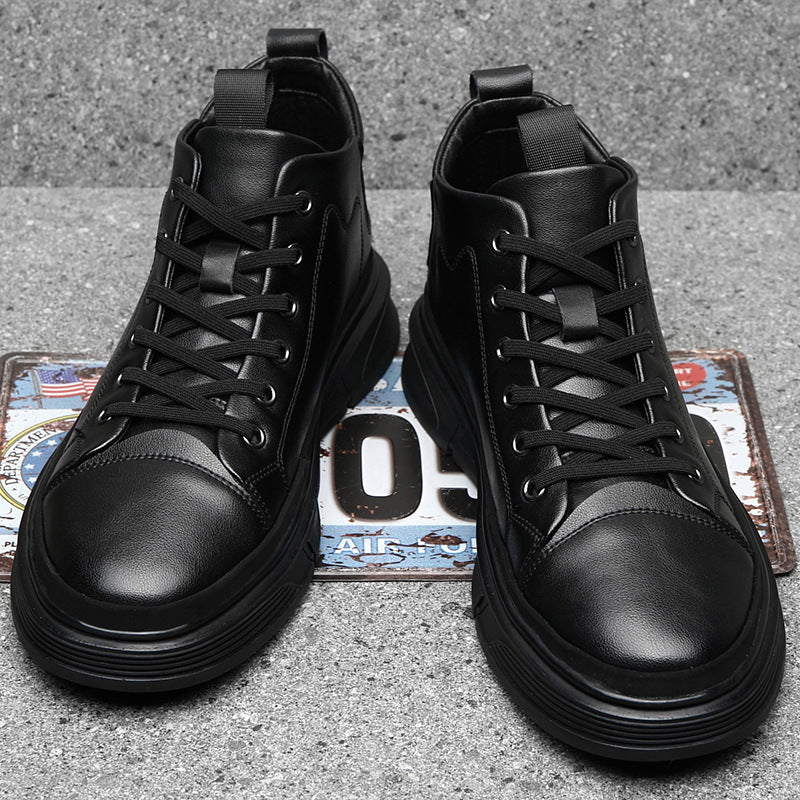 High-top Men's Shoes Winter Men's Leather Shoes Leather Casual