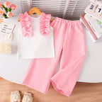 Spring And Autumn Set Pants Sleeveless Bow Children