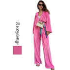 Fashion Velvet Zipper Drawstring Casual Set