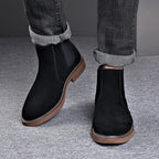 Men's Suede Leather Autumn And Winter New Fleece-lined Pointed Ankle Boots