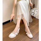 Chunky Heel Round Toe Wedding Temperament Red Mary Jane Shoes