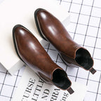 High-top Leather Shoes Men's Pointed Chelsea Booties