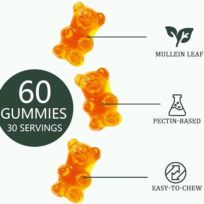 Mullein Gummy Mullein Leaf Extract For Respiration&Digestive Health 60 Count