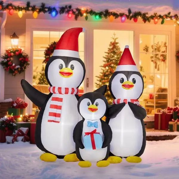 6FT Lighted Christmas Inflatable Decoration, Inflatable Penguin Family, Funny Blow Up Yard Decorations With Built-in LED Lights For Holiday Party Front Yard Lawn Garden Decor - The Premium