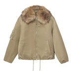 Women's Simple Detachable Fur Collar Cotton Coat