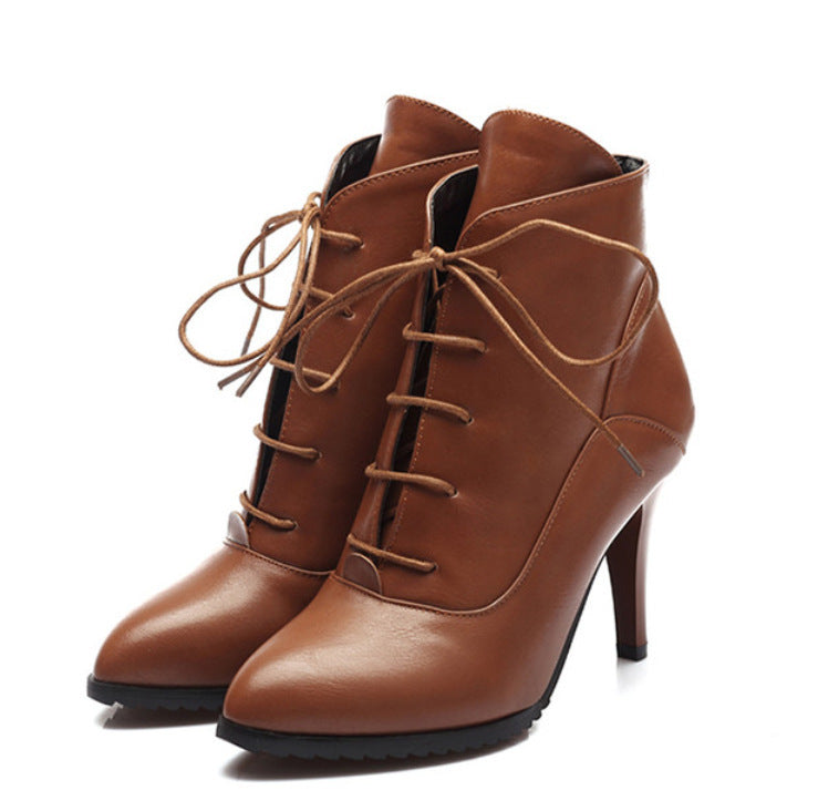 Women's Fashion Lace-up Martin Boots Stiletto Heel