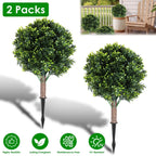 2 Packs Faux Boxwood Ball Trees Artificial Peanut Topiary Tree UV Resistant Artificial Shrubs Fake Plants Evergreen Artificial Bush With Ground Spike For Indoor Outdoor Front Porch Garden - The Premium