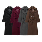 British-style Double-breasted Long Wool Coat For Women