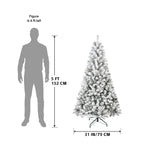 5-Foot Flocked Christmas Tree Artificial Snowy Holiday Tree With 407 Branches