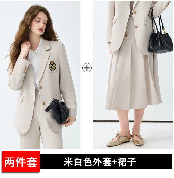 Women's Black Casual Blazer Set