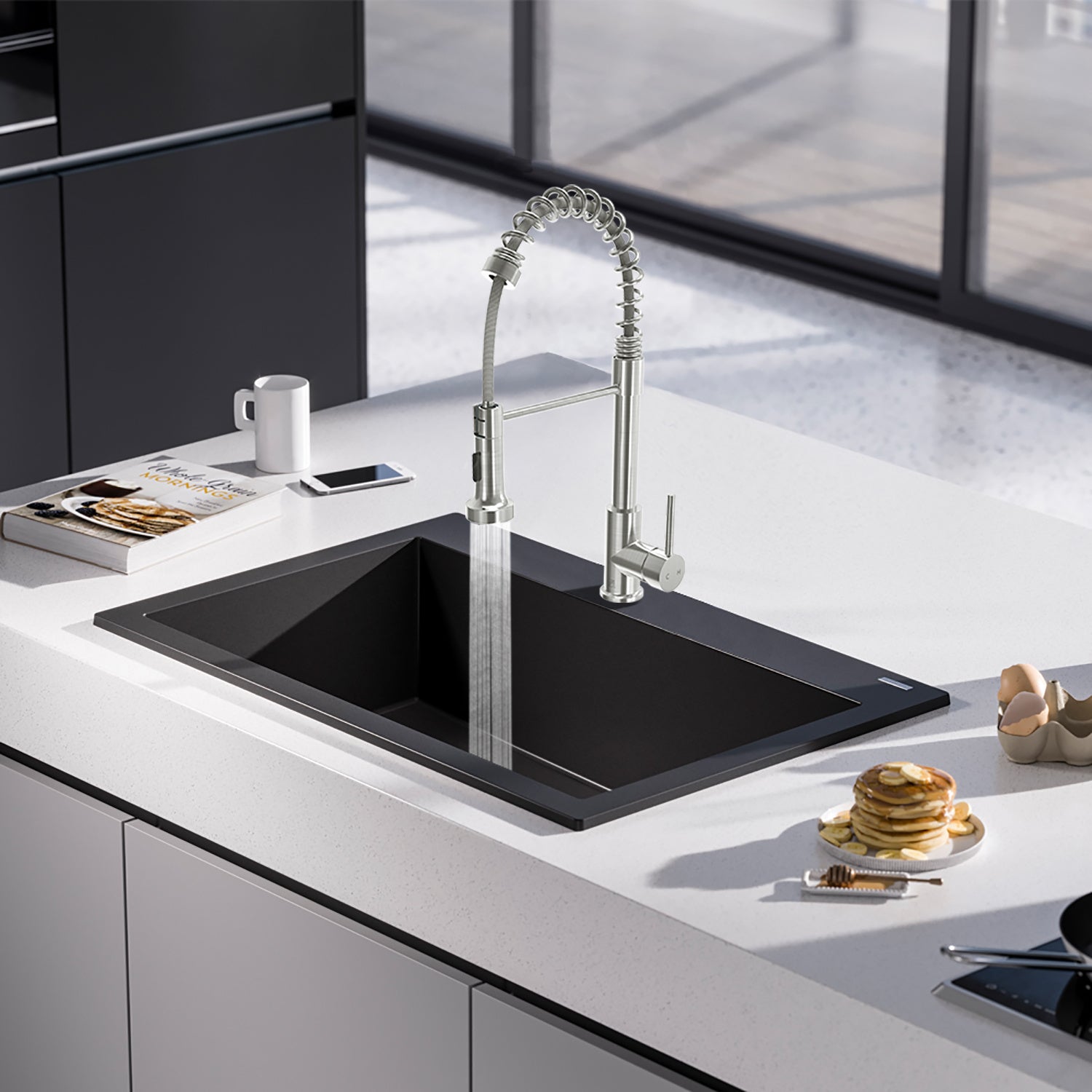 Single-Handle Pull-Down Sprayer Kitchen Faucet In Chrome,Non-EBAY Certified Warehouse,Non-EBAY Certified Warehouse