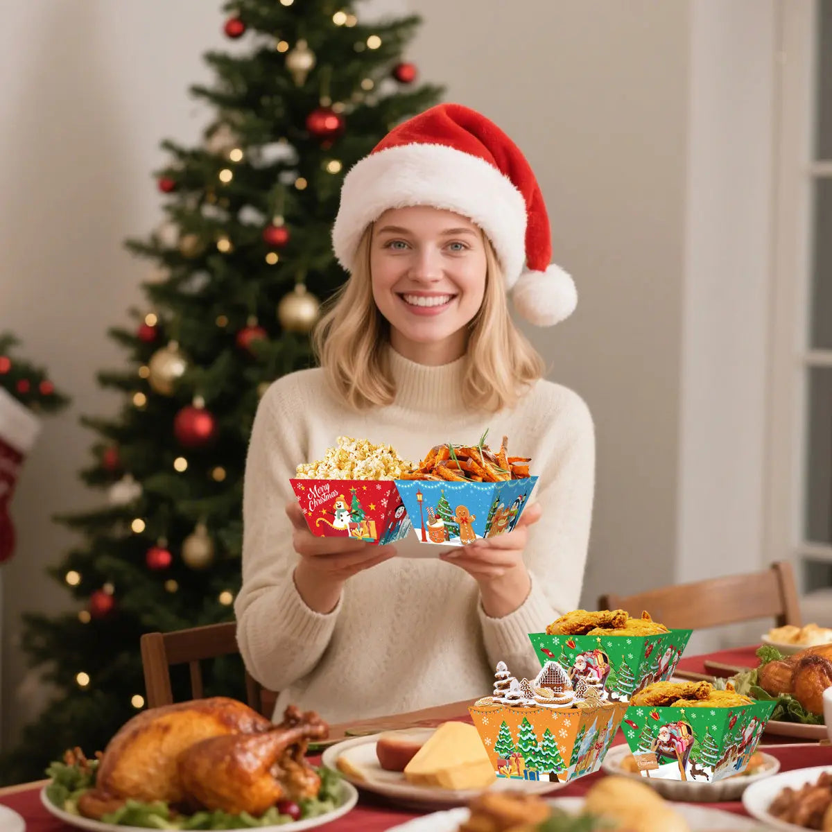 12Pcs Christmas Paper Food Tray - The Premium