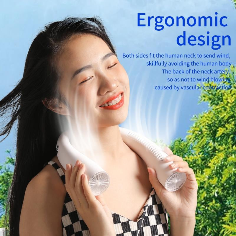US Version Ergonomic Design Battery-powered Neck Fan, USB Button Control To Enjoy The Cool Summer