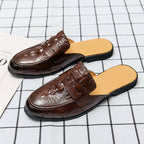 Men's Closed Toe Half-support Leather Shoes Crocodile Pattern