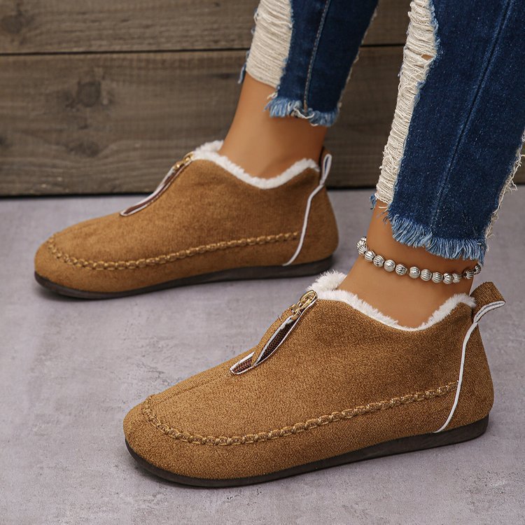 Cotton Boots Women's Casual Solid Color Suede Retro Large Size Snow Boots