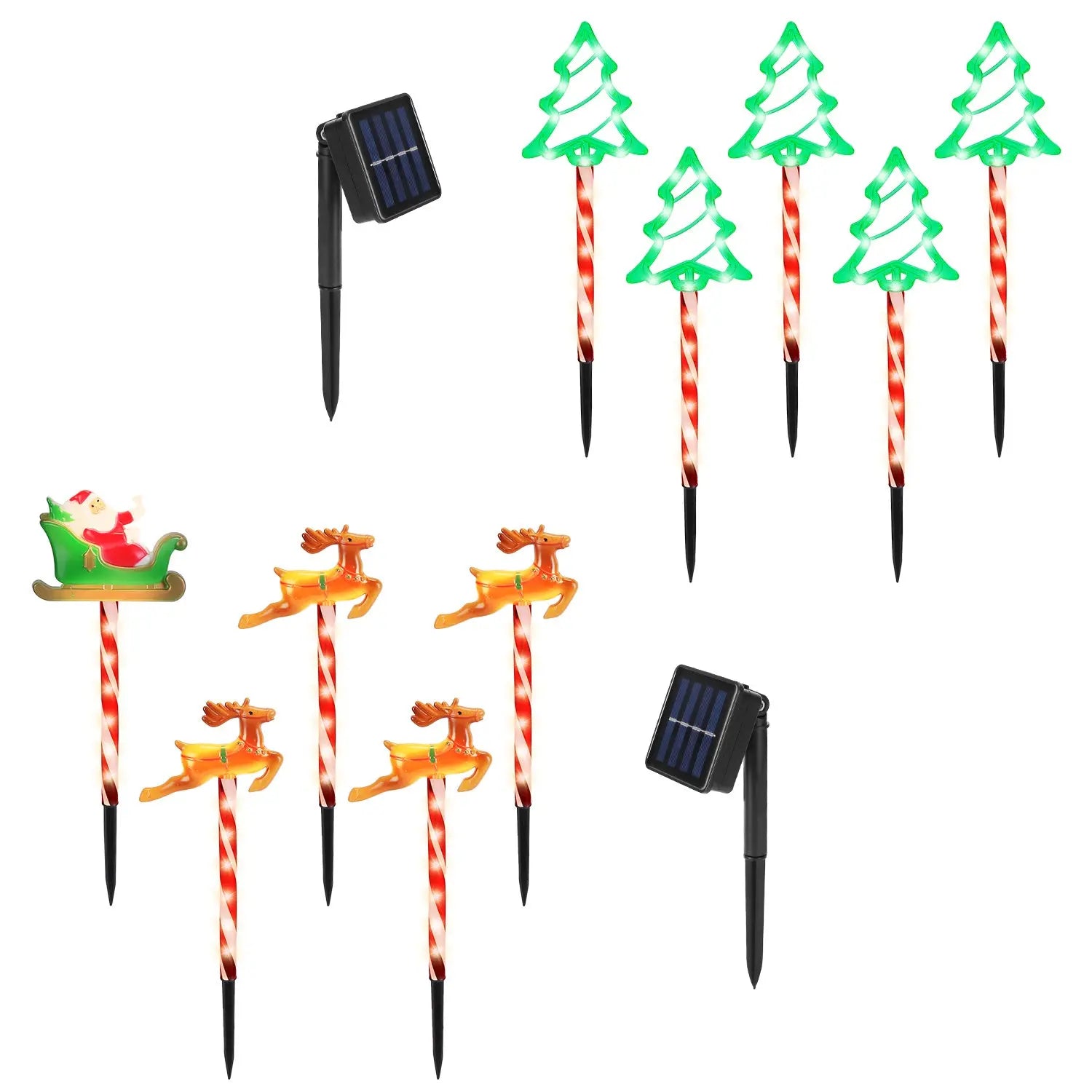 Deer Or Tree Options 5Packs Christmas Outdoor Pathway Light With 8 Modes IP44 Waterproof Xmas Decoration Stake Light Tree Candy Light For Garden Lawn Porch Yard Driveway - The Premium