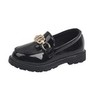 Children's Small Leather Shoes Black Soft End British Style