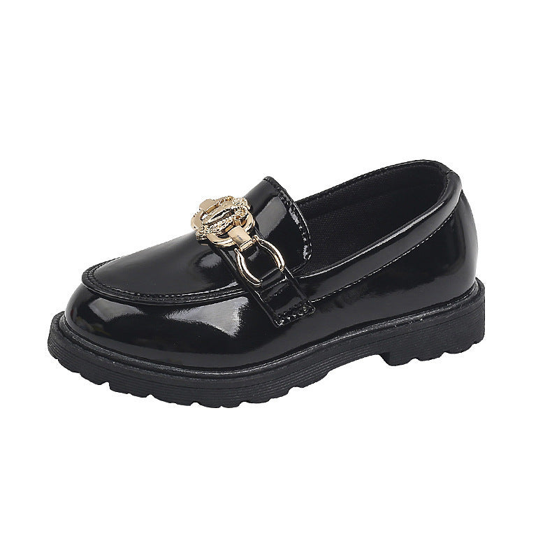 Children's Small Leather Shoes Black Soft End British Style